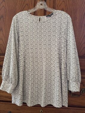 Adrianna Papell White Long-Sleeve Printed Women's Blouse